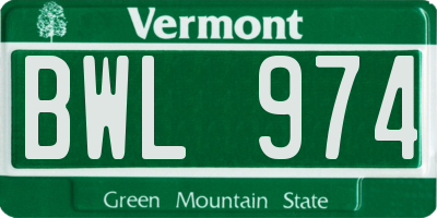 VT license plate BWL974
