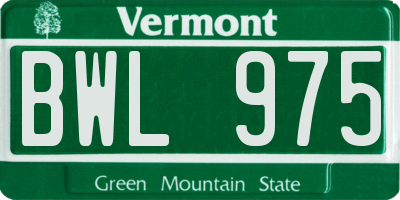 VT license plate BWL975