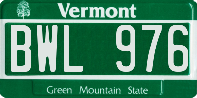 VT license plate BWL976