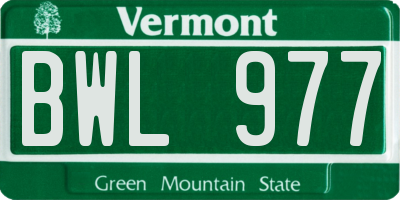 VT license plate BWL977