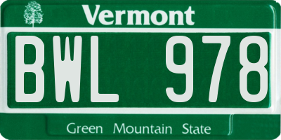 VT license plate BWL978