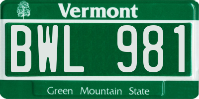 VT license plate BWL981
