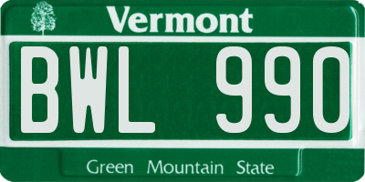 VT license plate BWL990