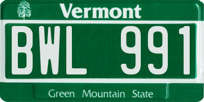 VT license plate BWL991