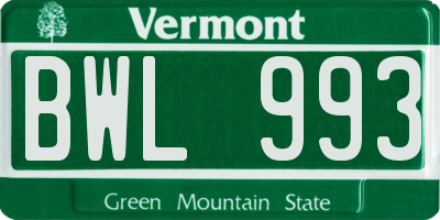VT license plate BWL993