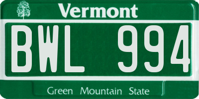 VT license plate BWL994