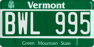 VT license plate BWL995
