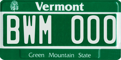 VT license plate BWM000