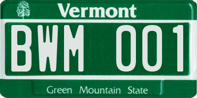 VT license plate BWM001