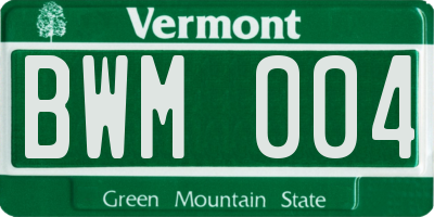 VT license plate BWM004