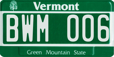 VT license plate BWM006