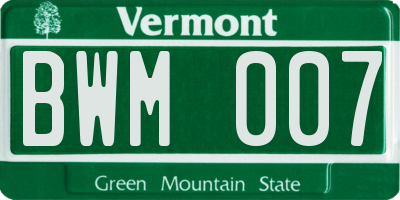 VT license plate BWM007