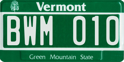 VT license plate BWM010