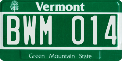 VT license plate BWM014