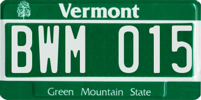 VT license plate BWM015