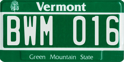 VT license plate BWM016