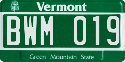 VT license plate BWM019
