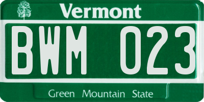 VT license plate BWM023