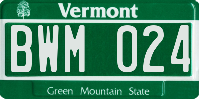 VT license plate BWM024