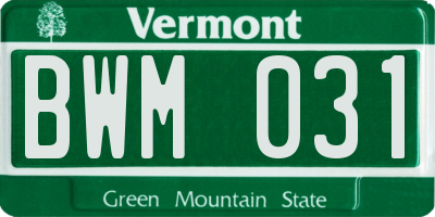 VT license plate BWM031