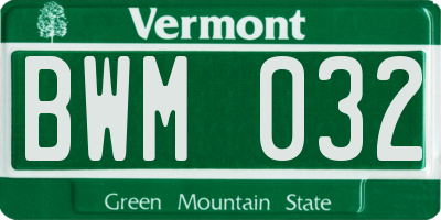 VT license plate BWM032