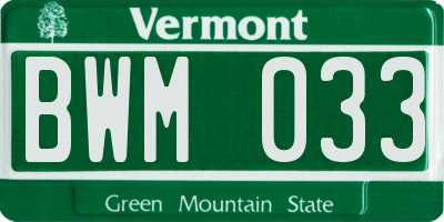 VT license plate BWM033