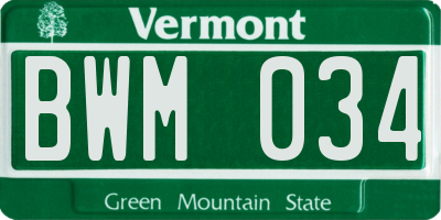 VT license plate BWM034