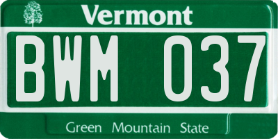 VT license plate BWM037