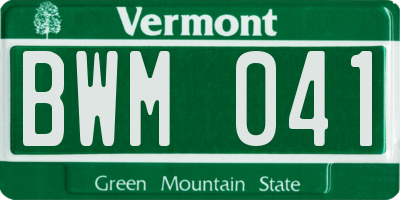 VT license plate BWM041