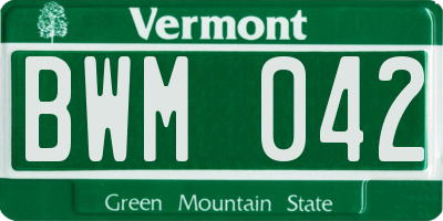VT license plate BWM042