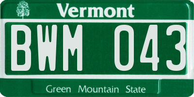 VT license plate BWM043