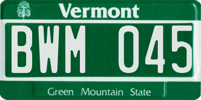VT license plate BWM045
