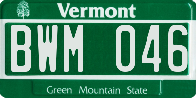 VT license plate BWM046