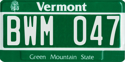 VT license plate BWM047
