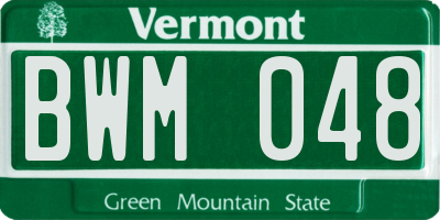 VT license plate BWM048