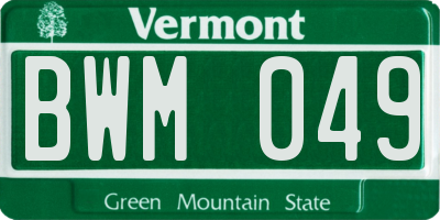 VT license plate BWM049
