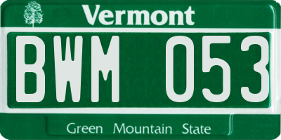 VT license plate BWM053