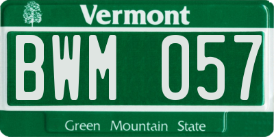 VT license plate BWM057
