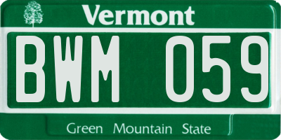 VT license plate BWM059