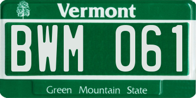 VT license plate BWM061