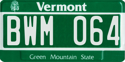 VT license plate BWM064