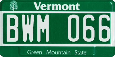 VT license plate BWM066