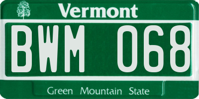 VT license plate BWM068