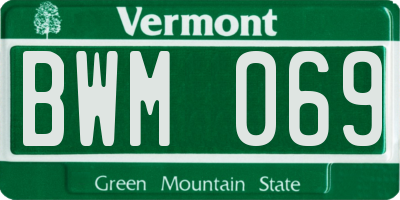 VT license plate BWM069