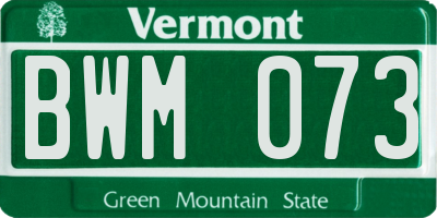 VT license plate BWM073