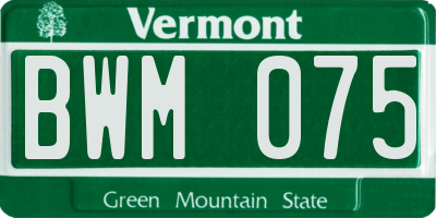 VT license plate BWM075