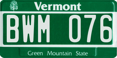 VT license plate BWM076