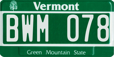 VT license plate BWM078