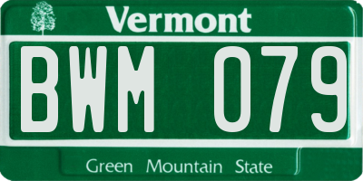 VT license plate BWM079