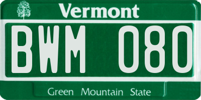 VT license plate BWM080
